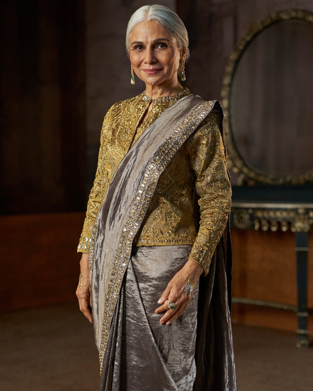 Grey Tissue Sari