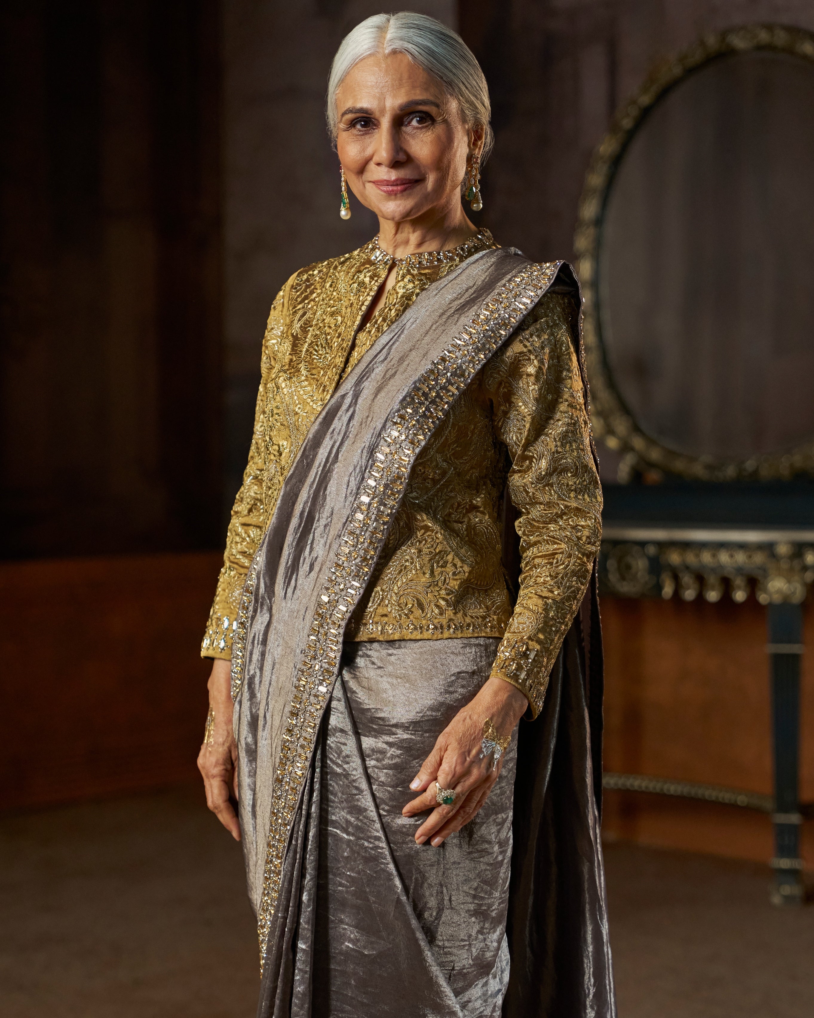 Grey Tissue Sari