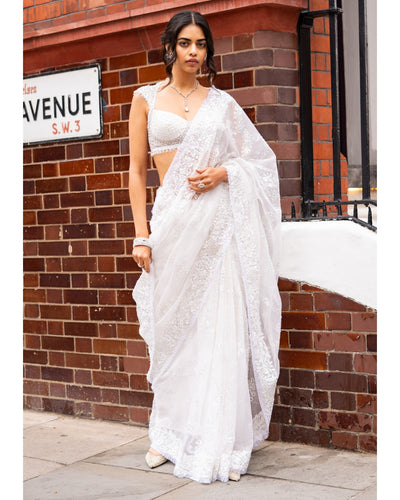 Ivory Sequin Sari