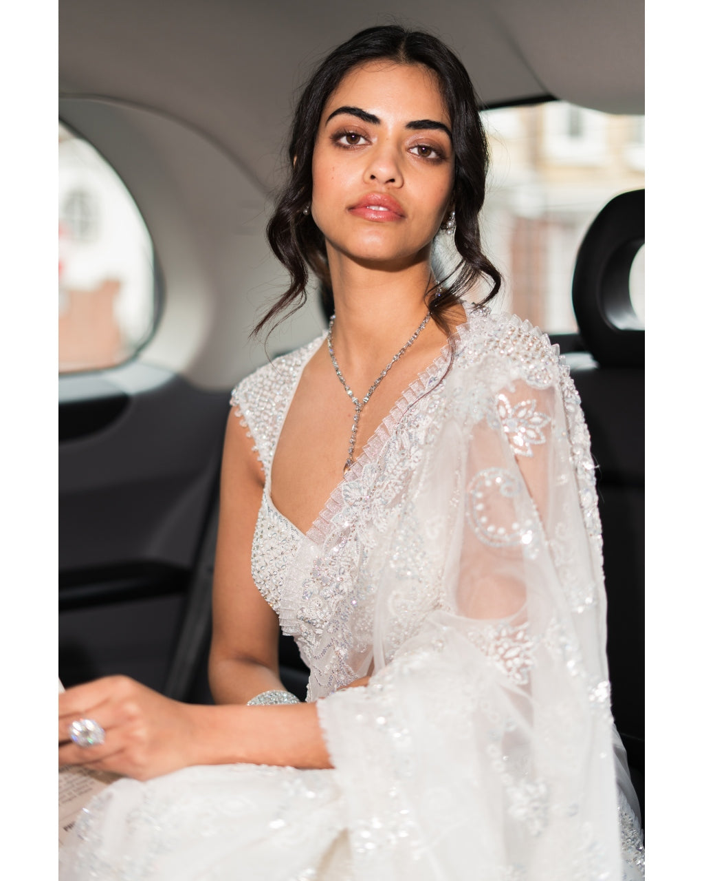 Ivory Sequin Sari Set