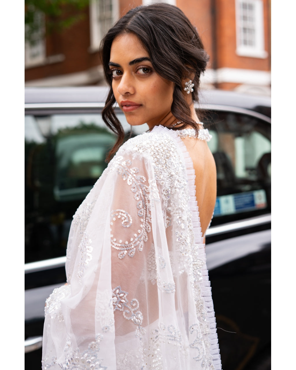 Ivory Sequin Sari
