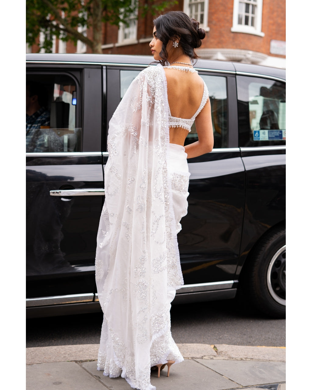 Ivory Sequin Sari