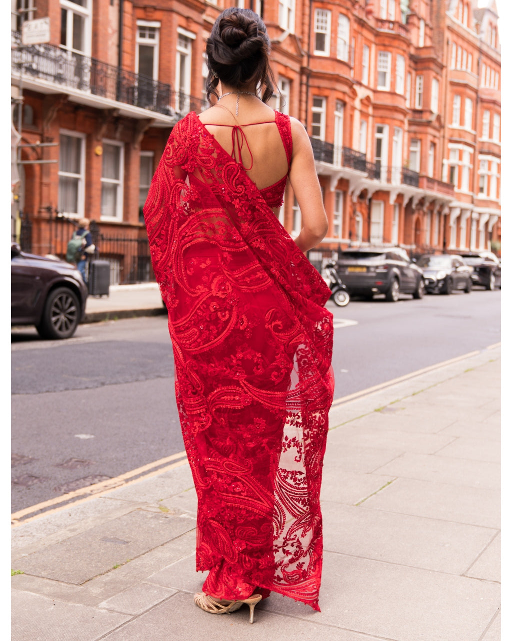 Red Dori Sari Set