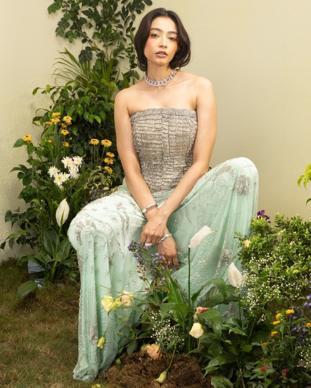 Opaline 3D Embroidered Top With Constellation Pants