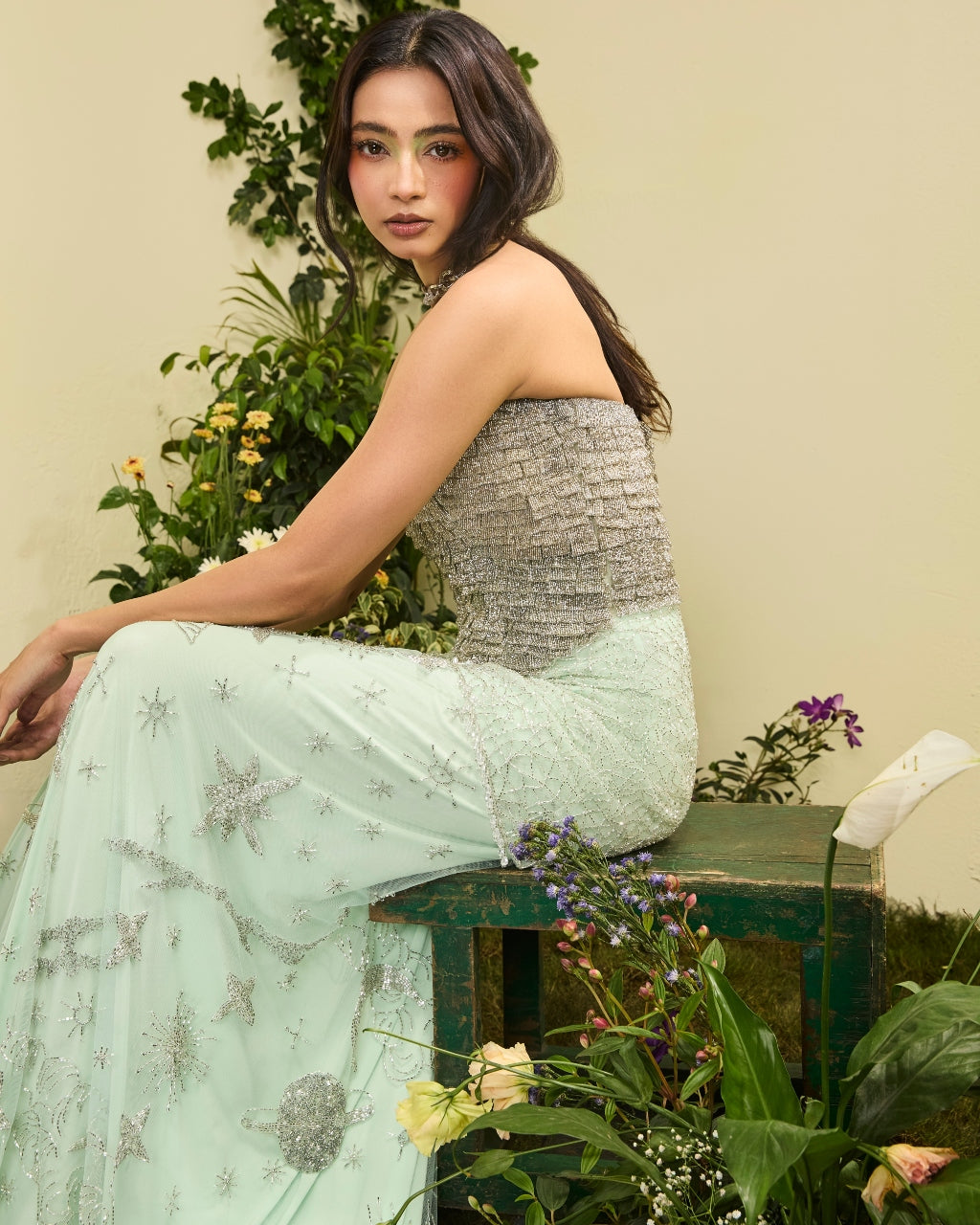 Opaline 3D Embroidered Top With Constellation Pants