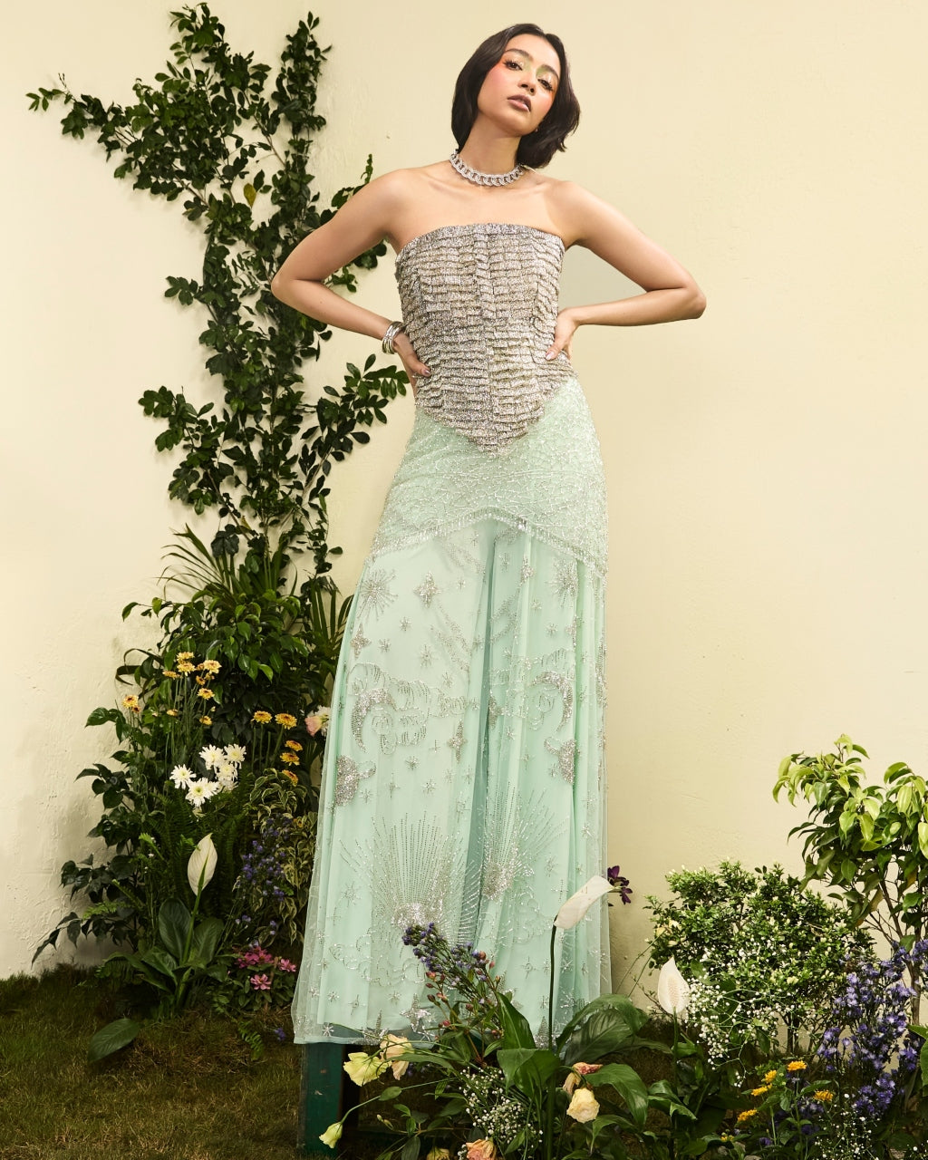 Opaline 3D Embroidered Top With Constellation Pants