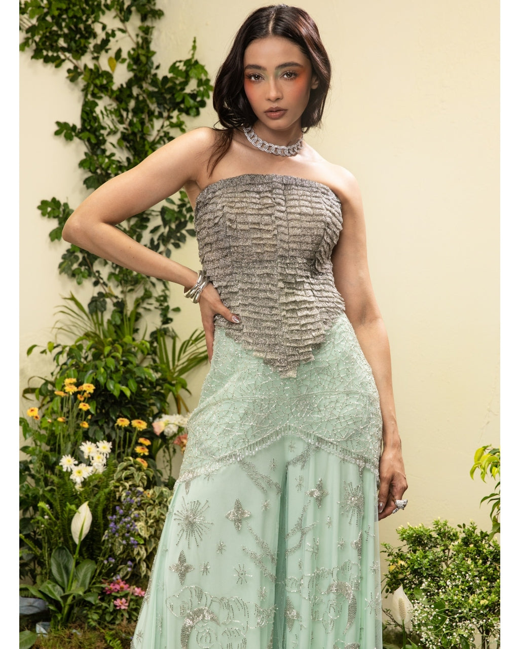 Opaline 3D Embroidered Top With Constellation Pants