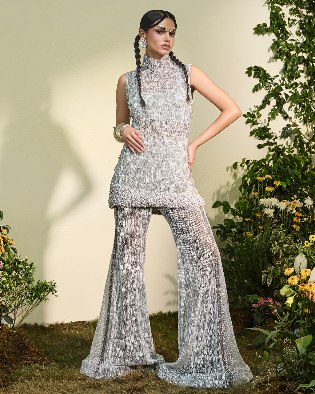 Powder Blue Pearl Embellished Co-Ord Set