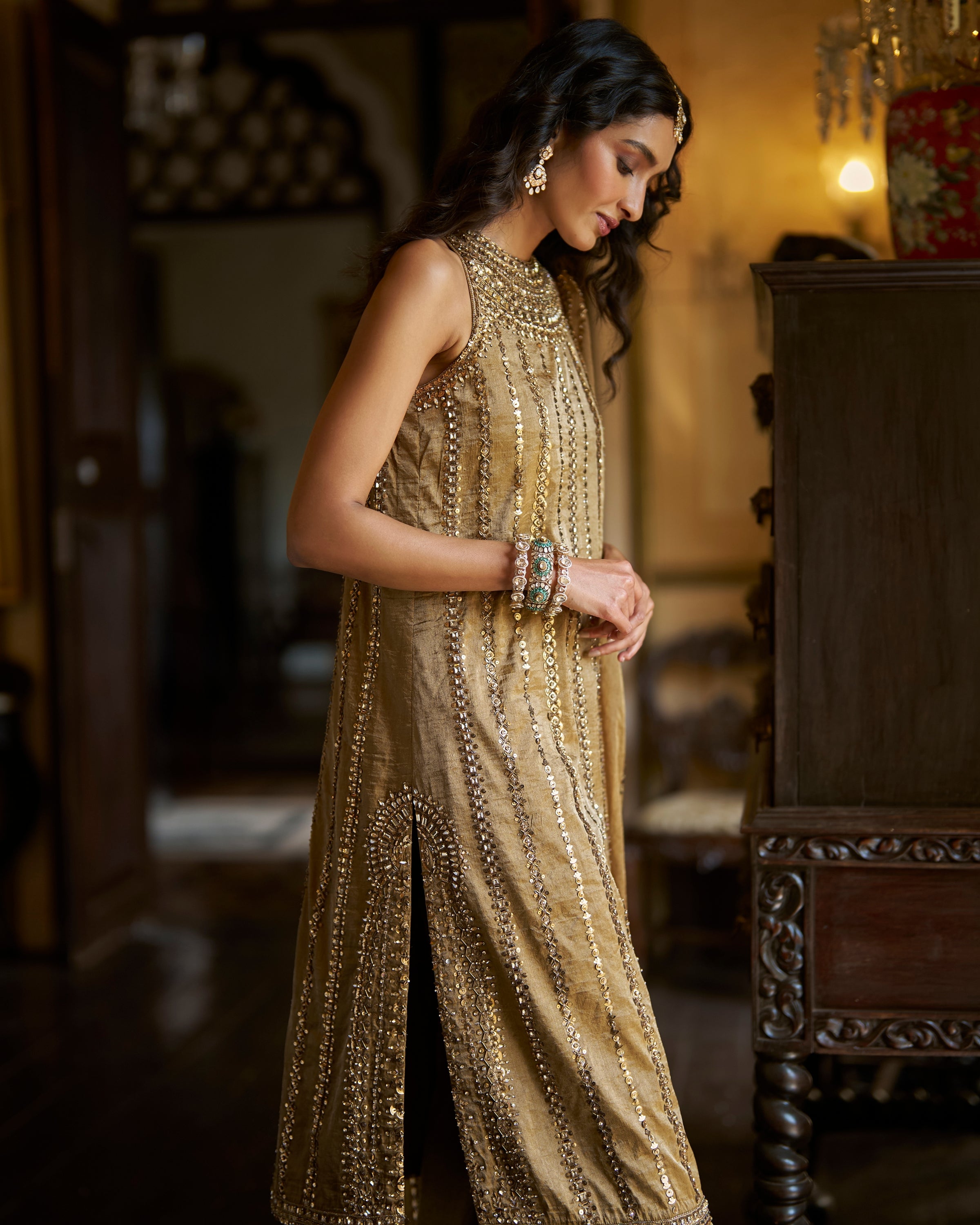 Antique Gold Kurta Set