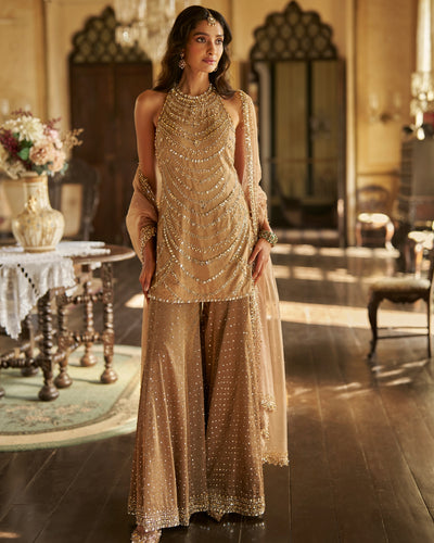 Caramel Crystal Sharara Set