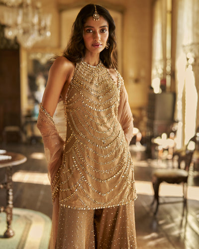 Caramel Crystal Sharara Set