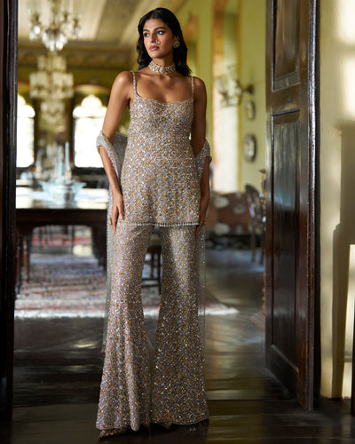Silver Gold Crystal Pant Set