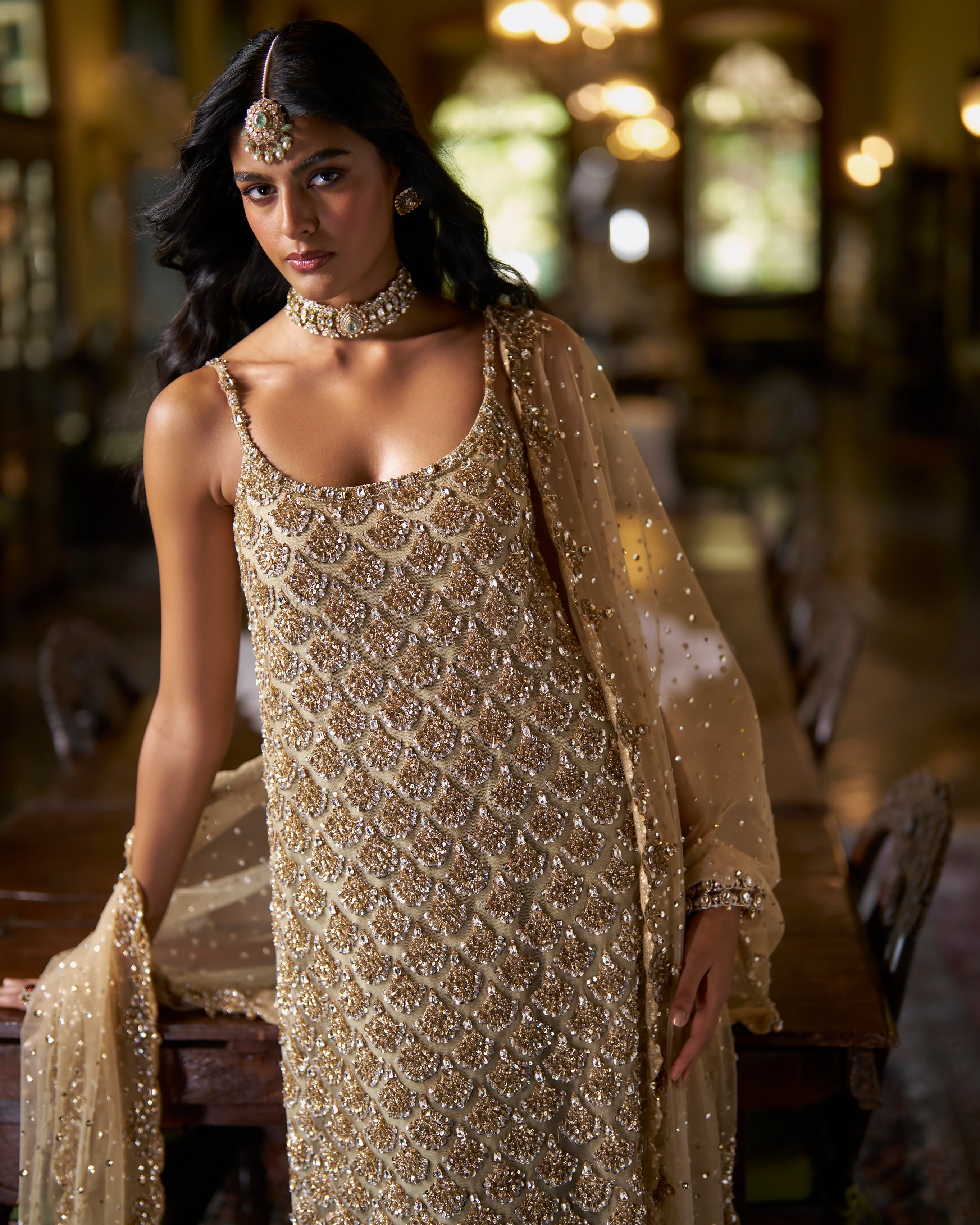 Sage Green Sequin Kurta Set