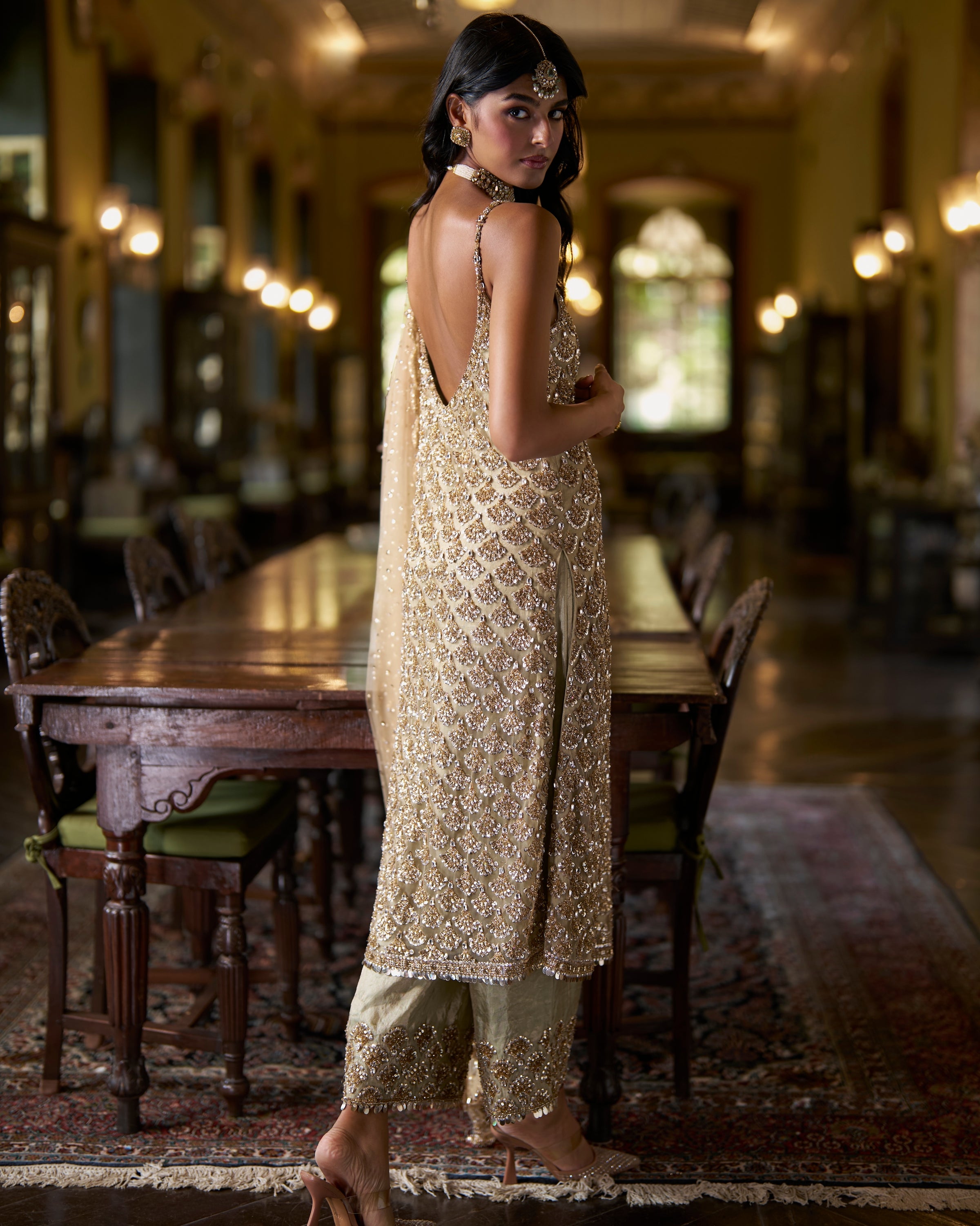 Sage Green Sequin Kurta Set