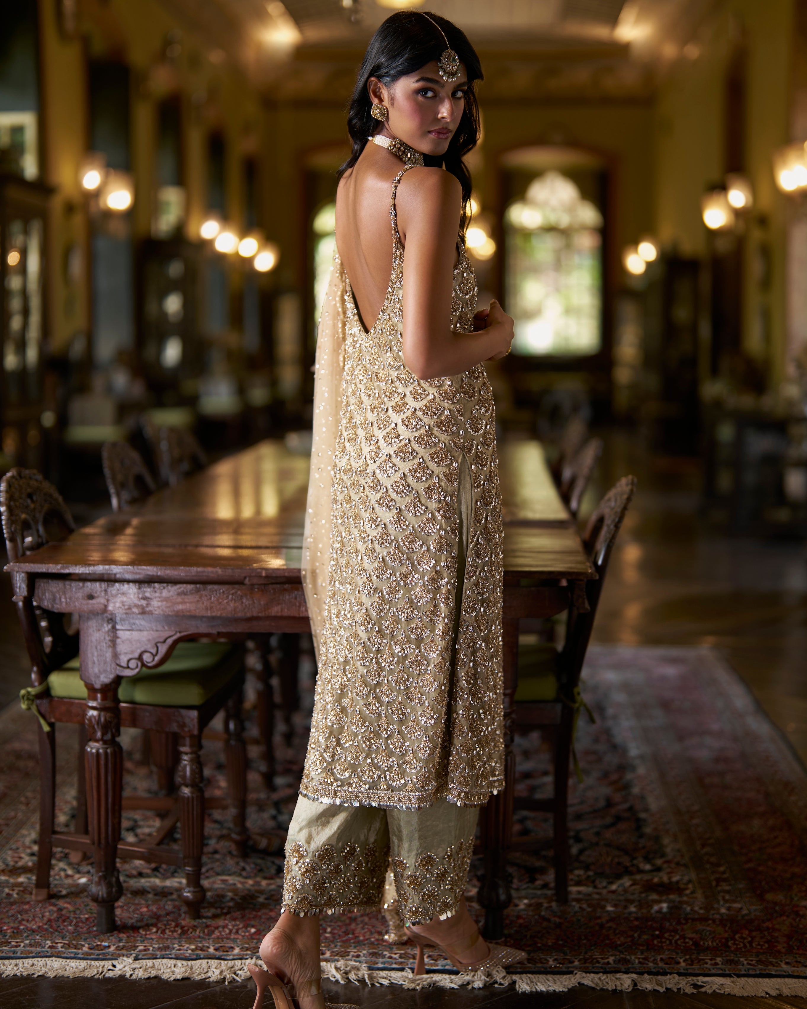 Sage Green Sequin Kurta Set