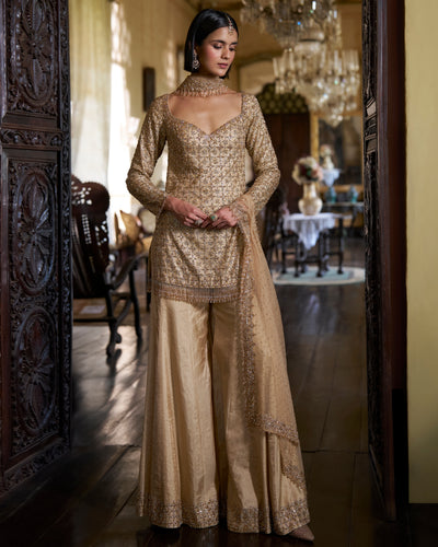 Gold Crystal Sharara Set