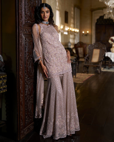 Mauve Sequin Sharara Set