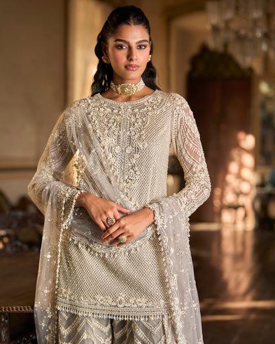 Grey Thread Work Sharara Set