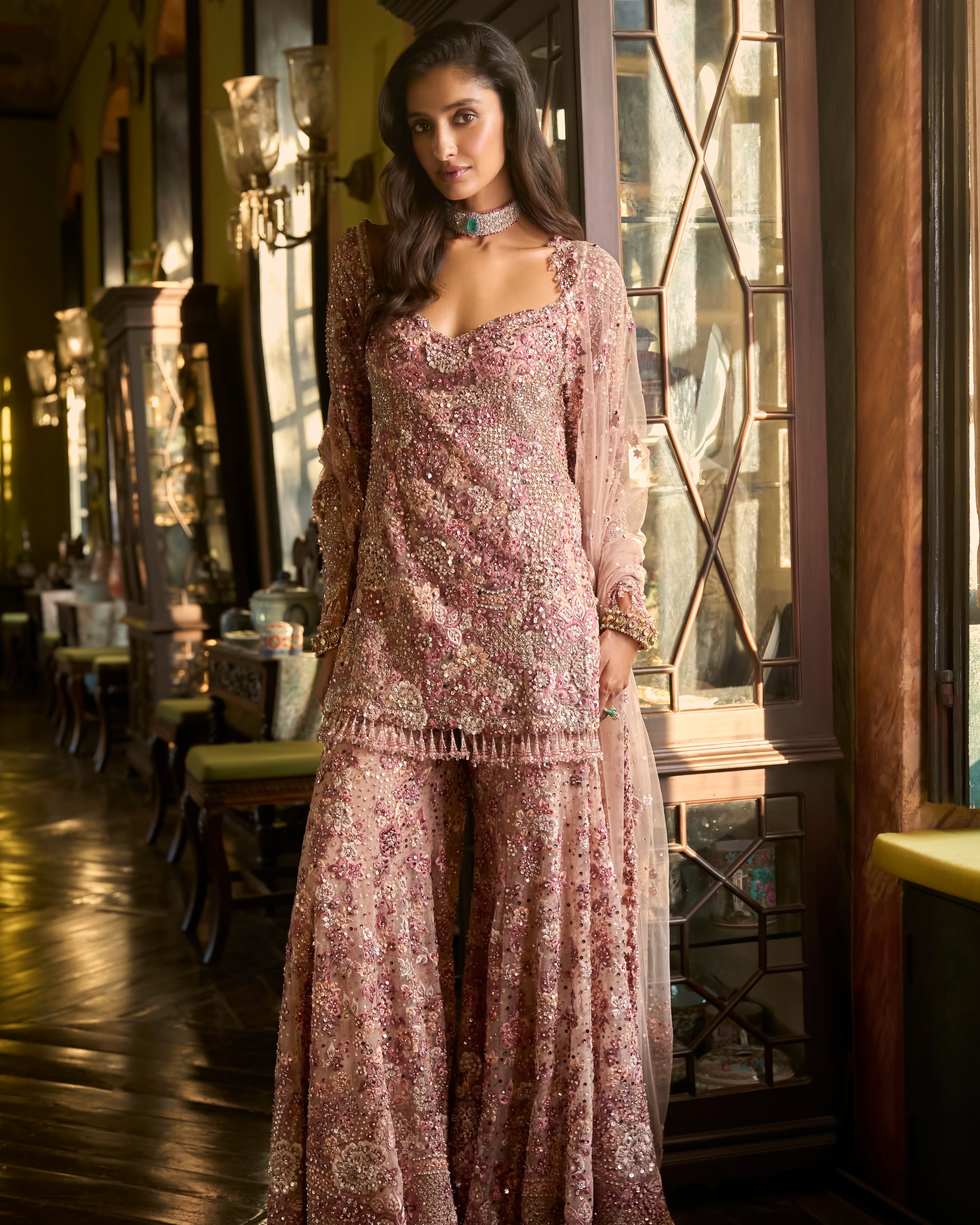 Dusty Rose Sharara Set
