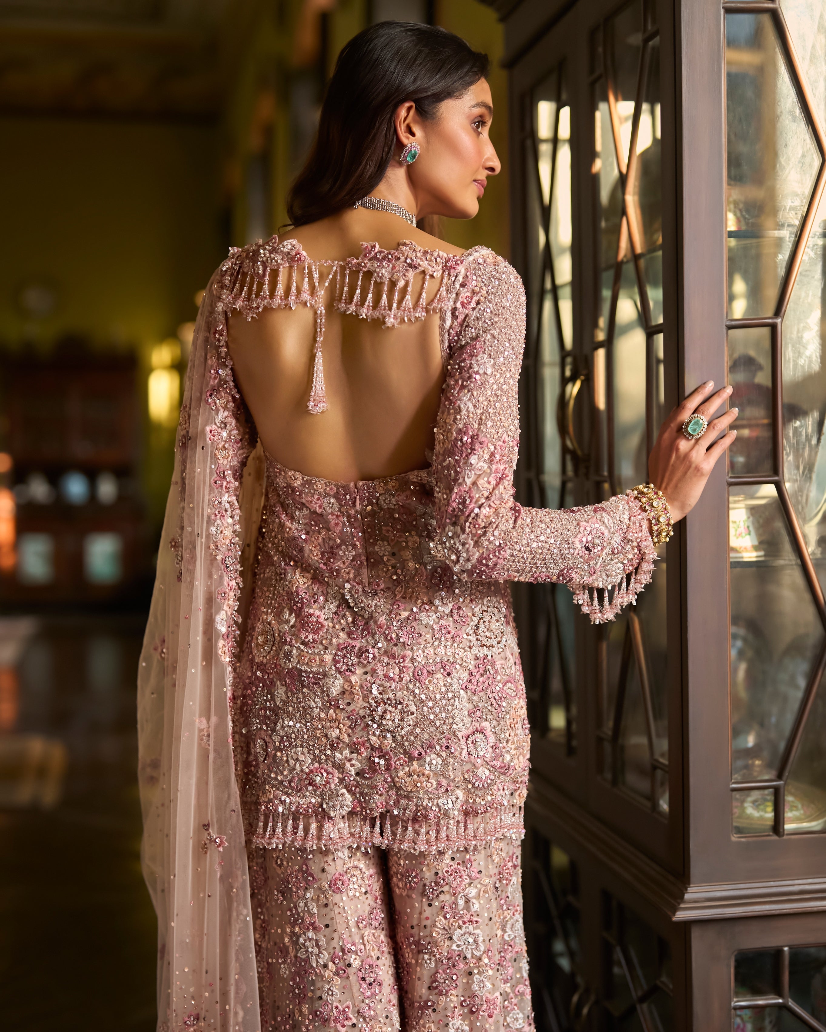 Dusty Rose Sharara Set | Seema Gujral – KYNAH