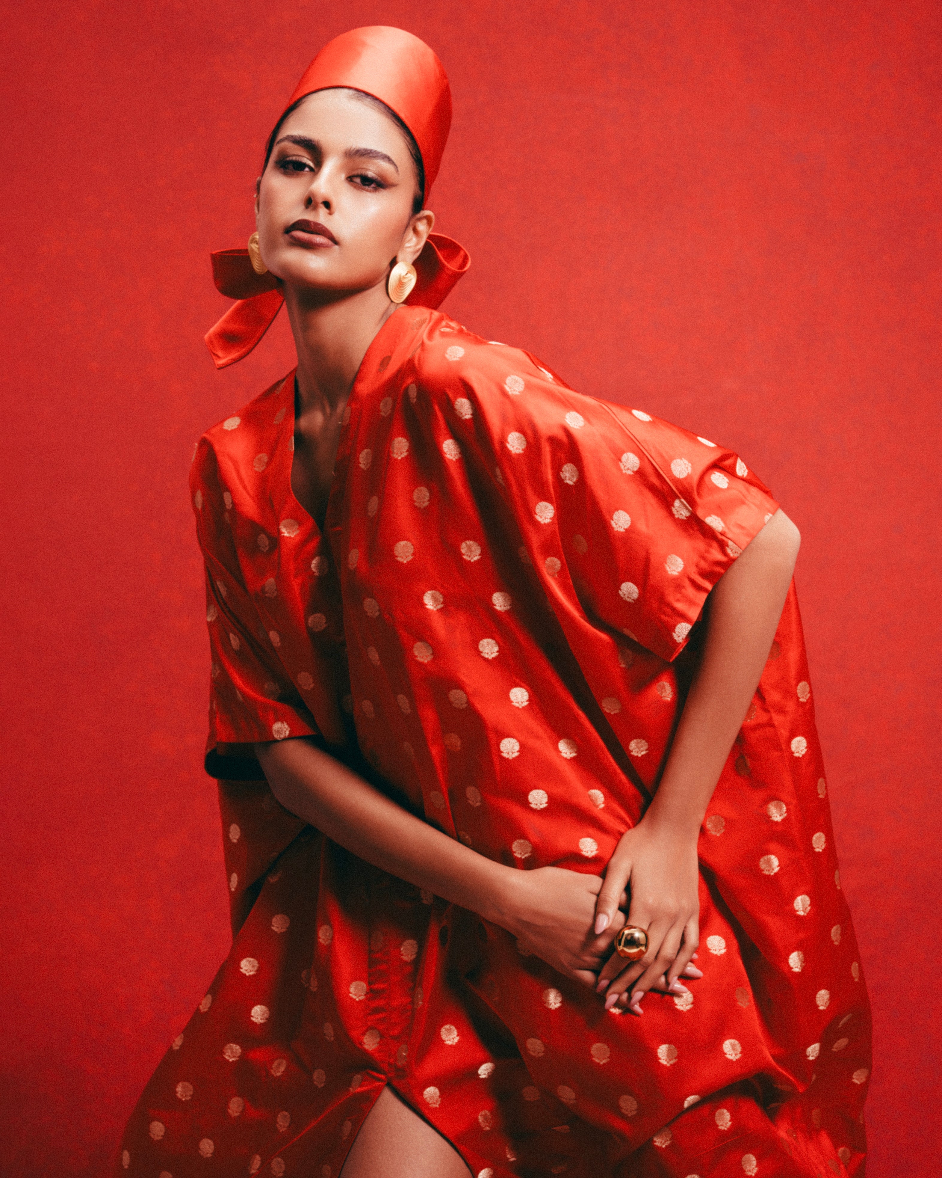 Handwoven Red Banarasi Kaftan