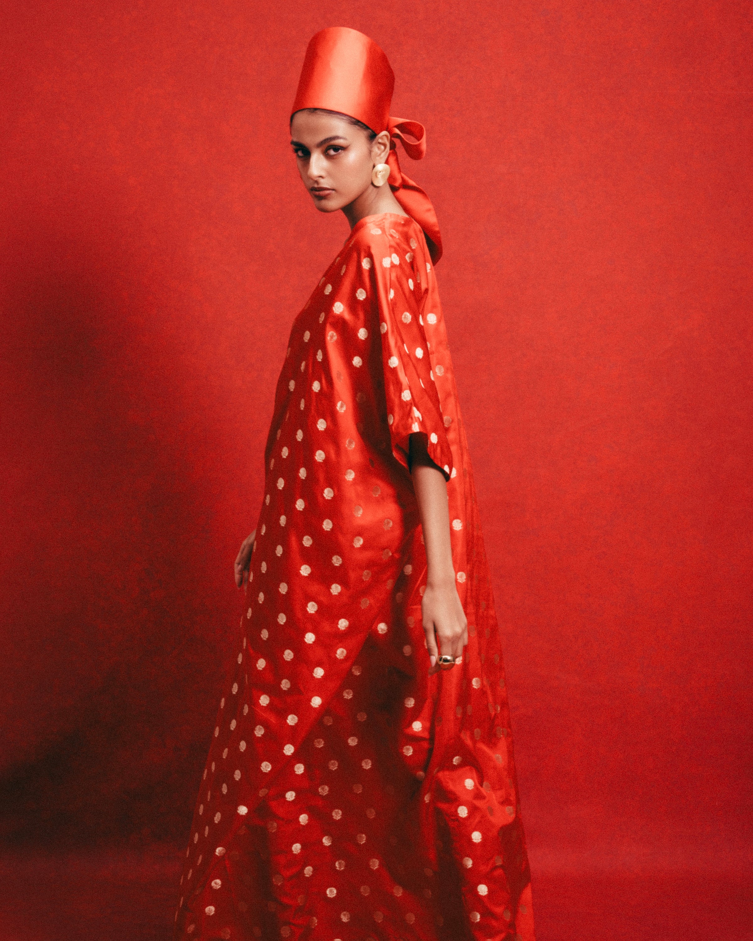 Handwoven Red Banarasi Kaftan