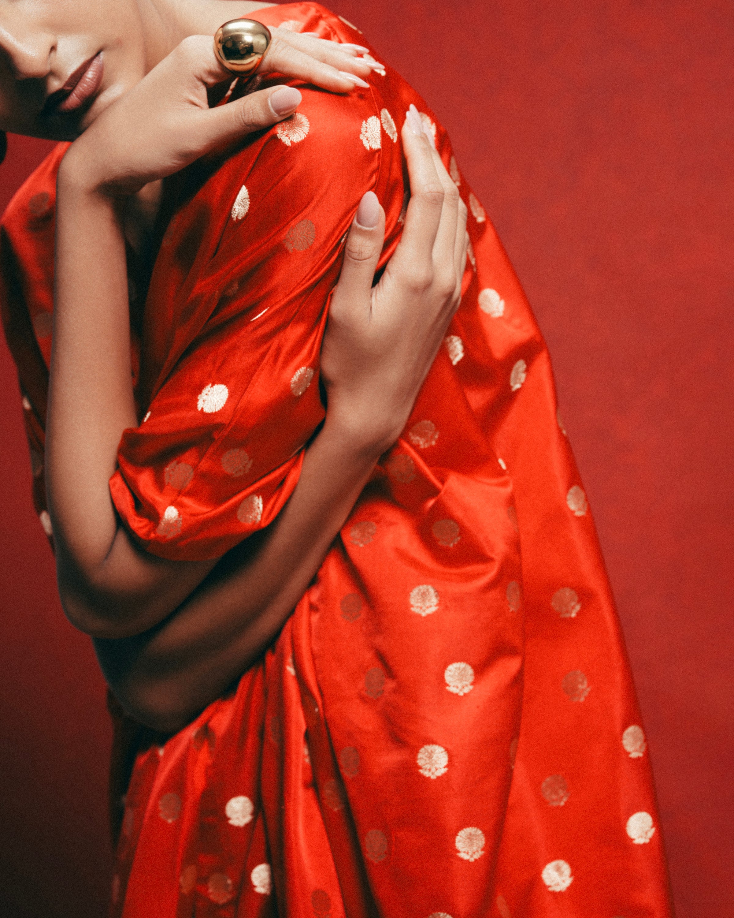 Handwoven Red Banarasi Kaftan