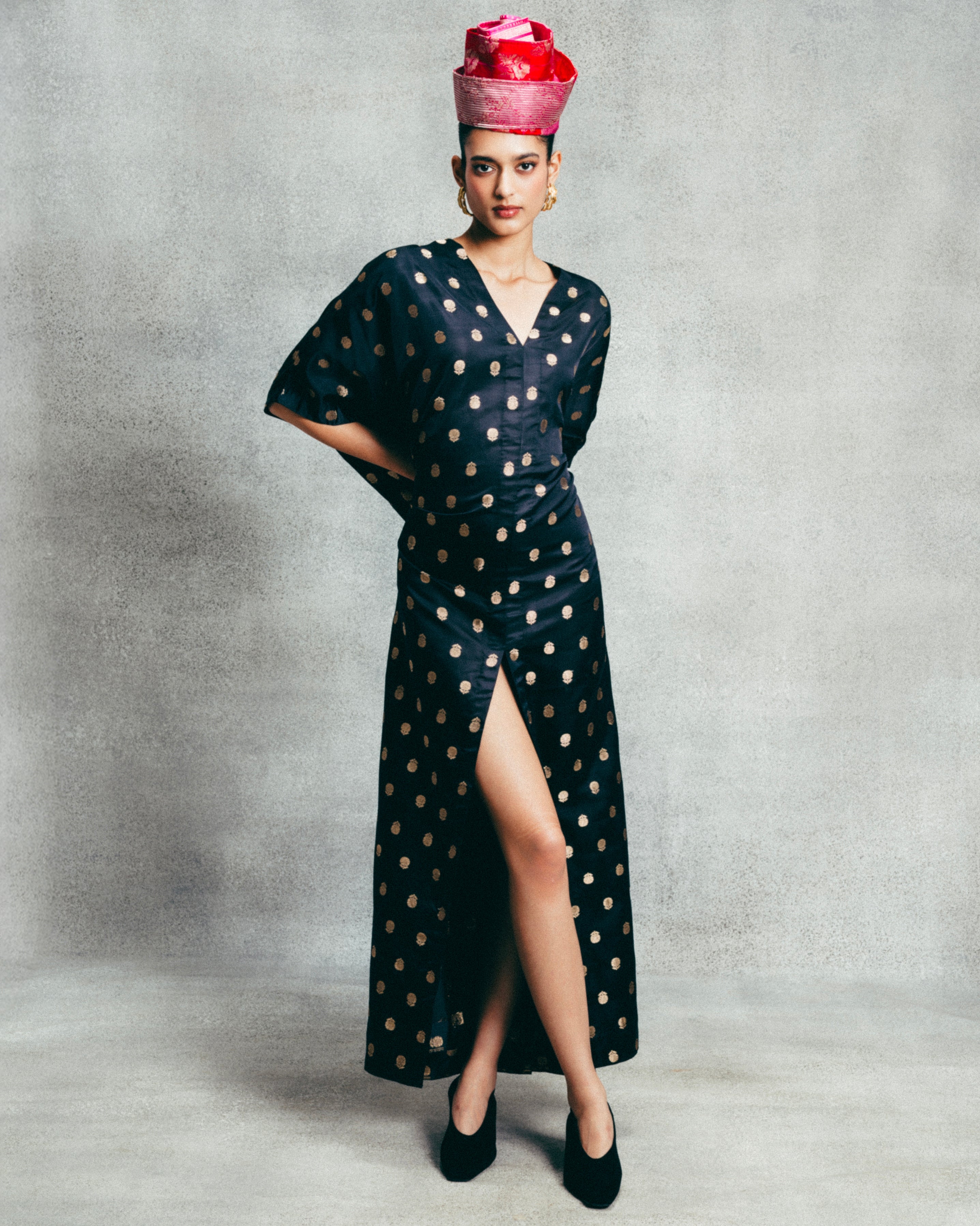 Handwoven Ebony Banarasi Kaftan