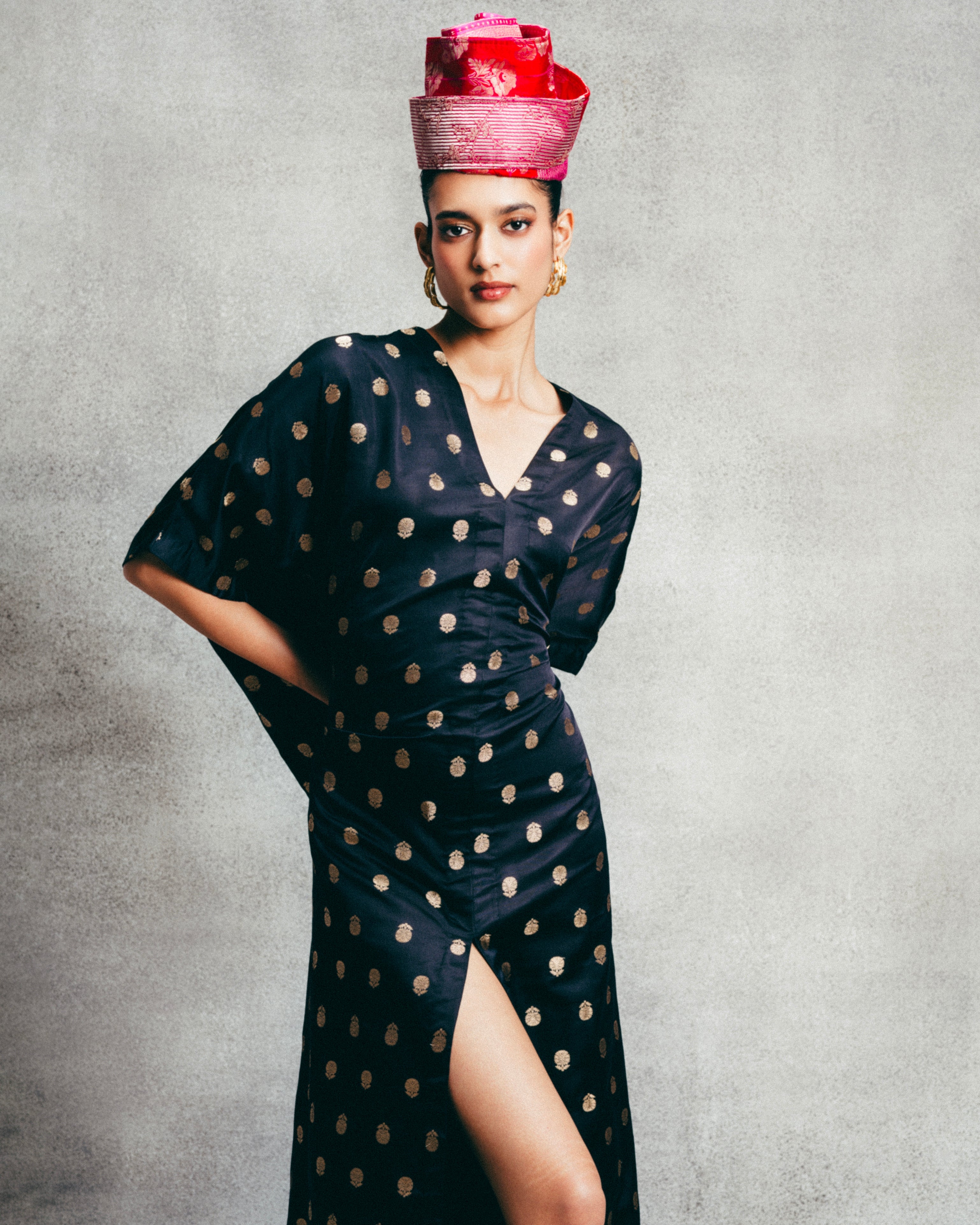 Handwoven Ebony Banarasi Kaftan