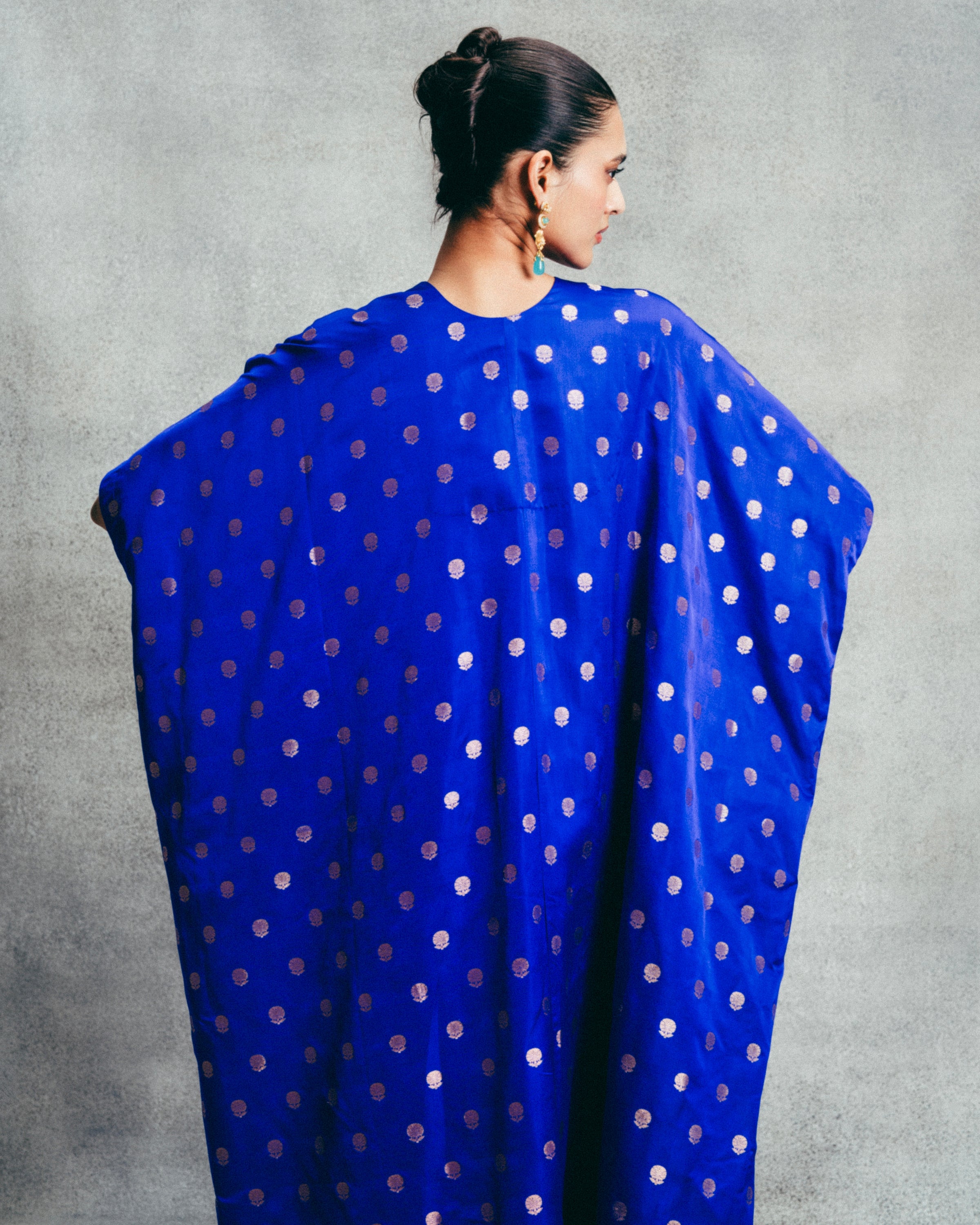 Handwoven Electric Blue Banarasi Kaftan