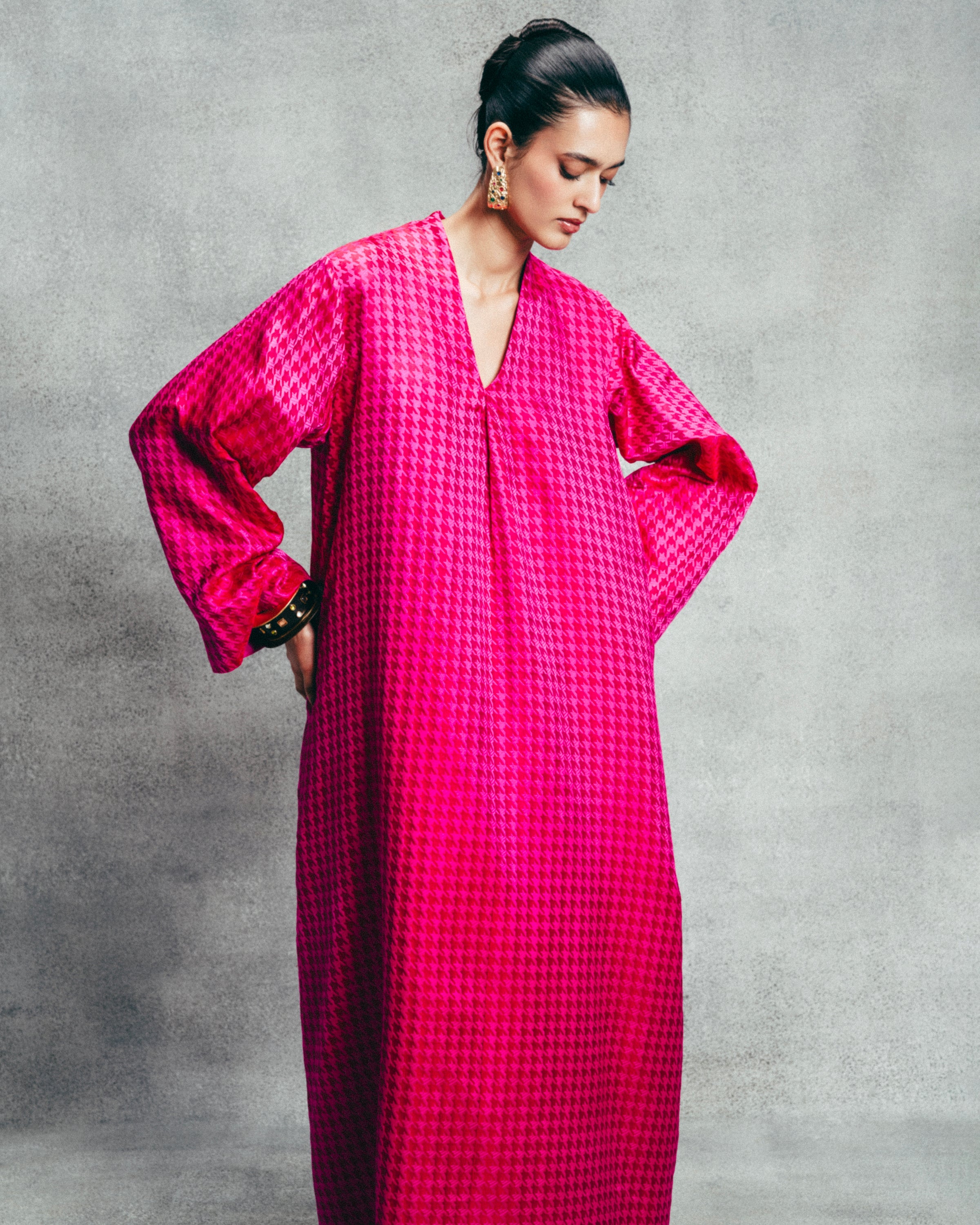 Handwoven Fuchsia Pink Gerum Kaftan
