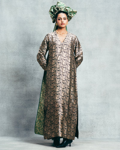 Handwoven Black & Gold Banarasi Kaftan