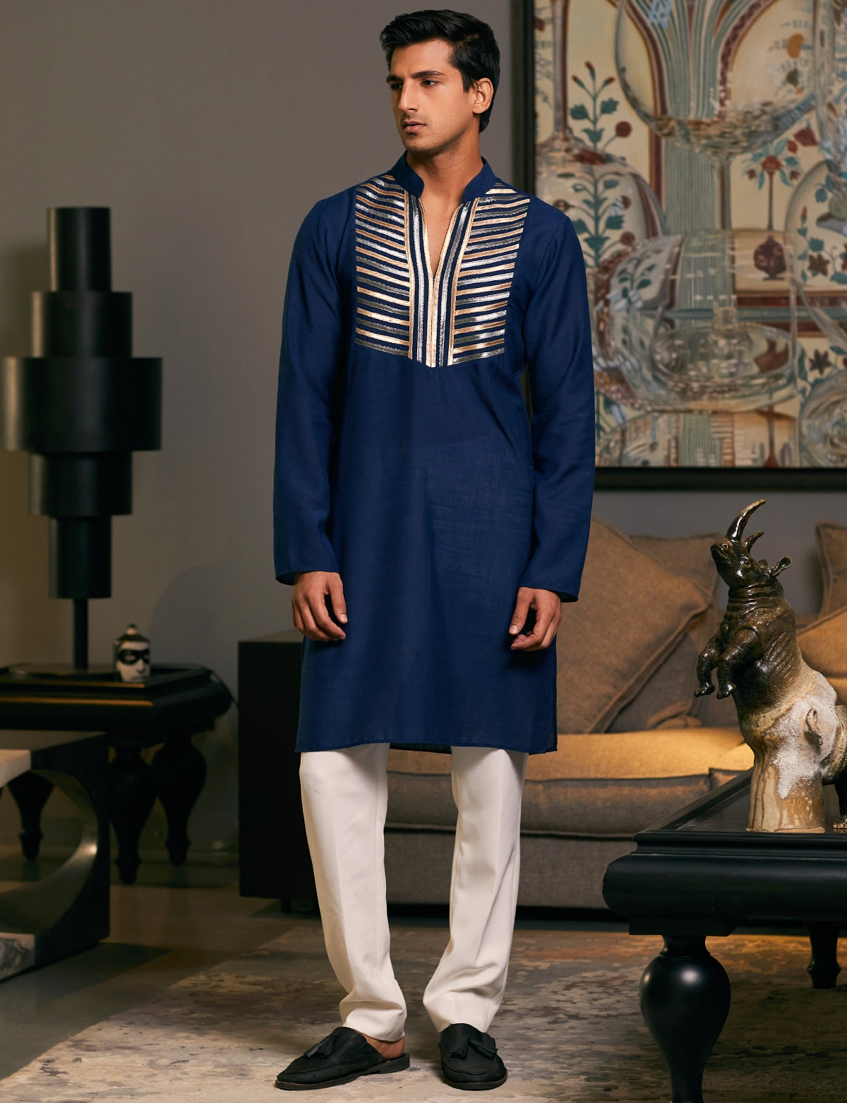 Blue Goe Metallic Kurta Set