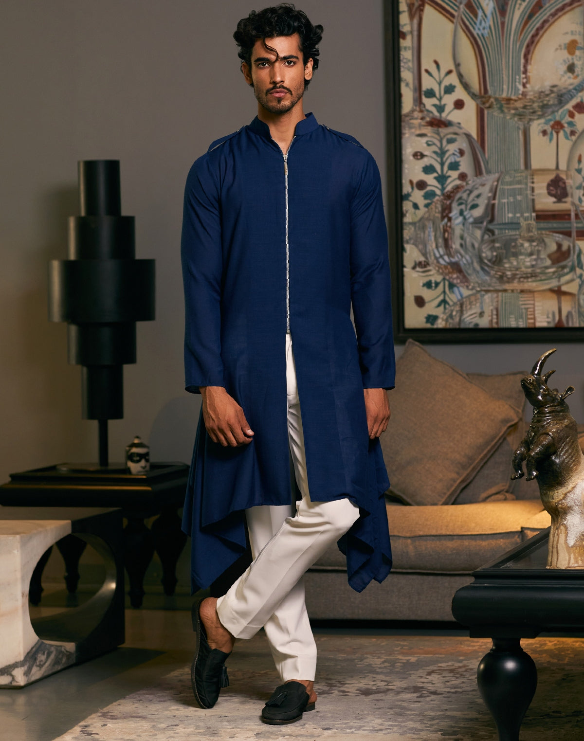 Blue Goe Drape Kurta Set