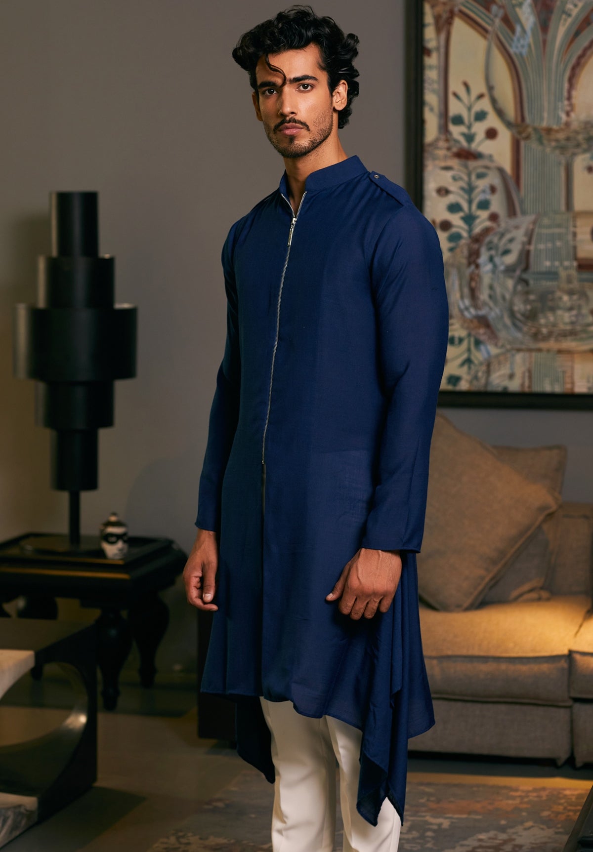 Blue Goe Drape Kurta Set