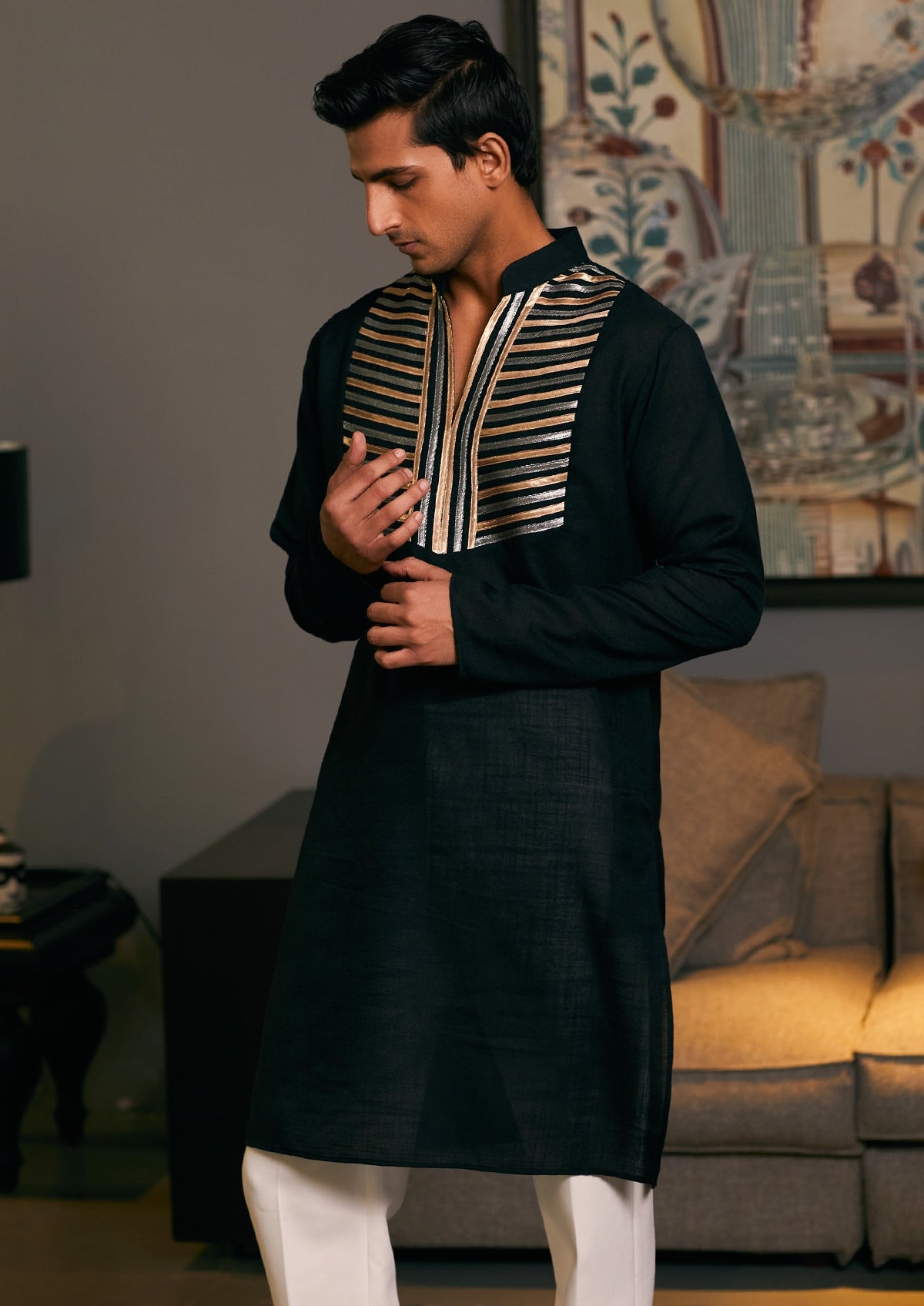 Black Goe Metallic Kurta Set