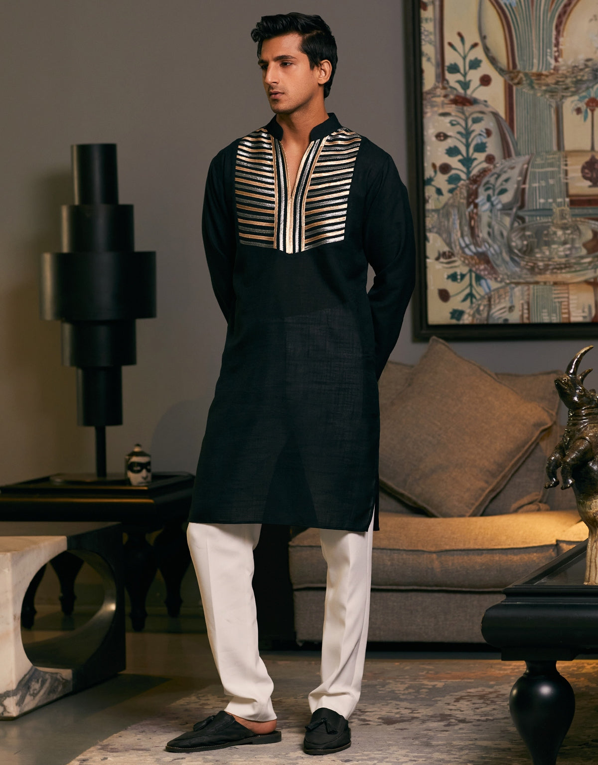 Black Goe Metallic Kurta Set