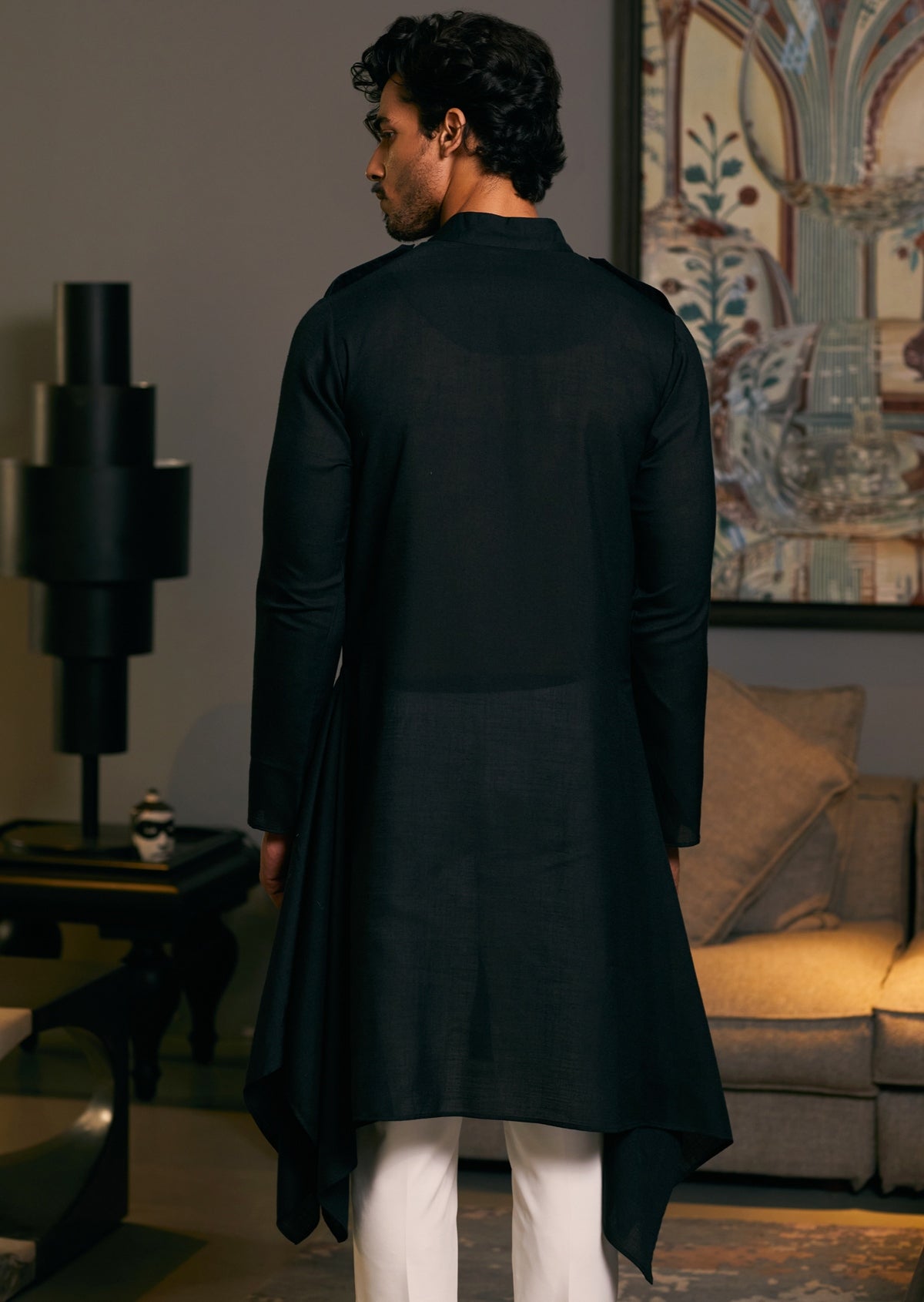 Pitch Black Goe Drape Kurta Set