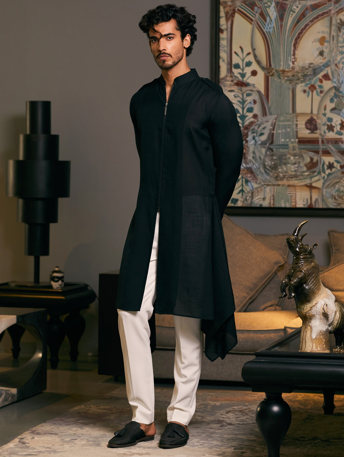 Pitch Black Goe Drape Kurta Set