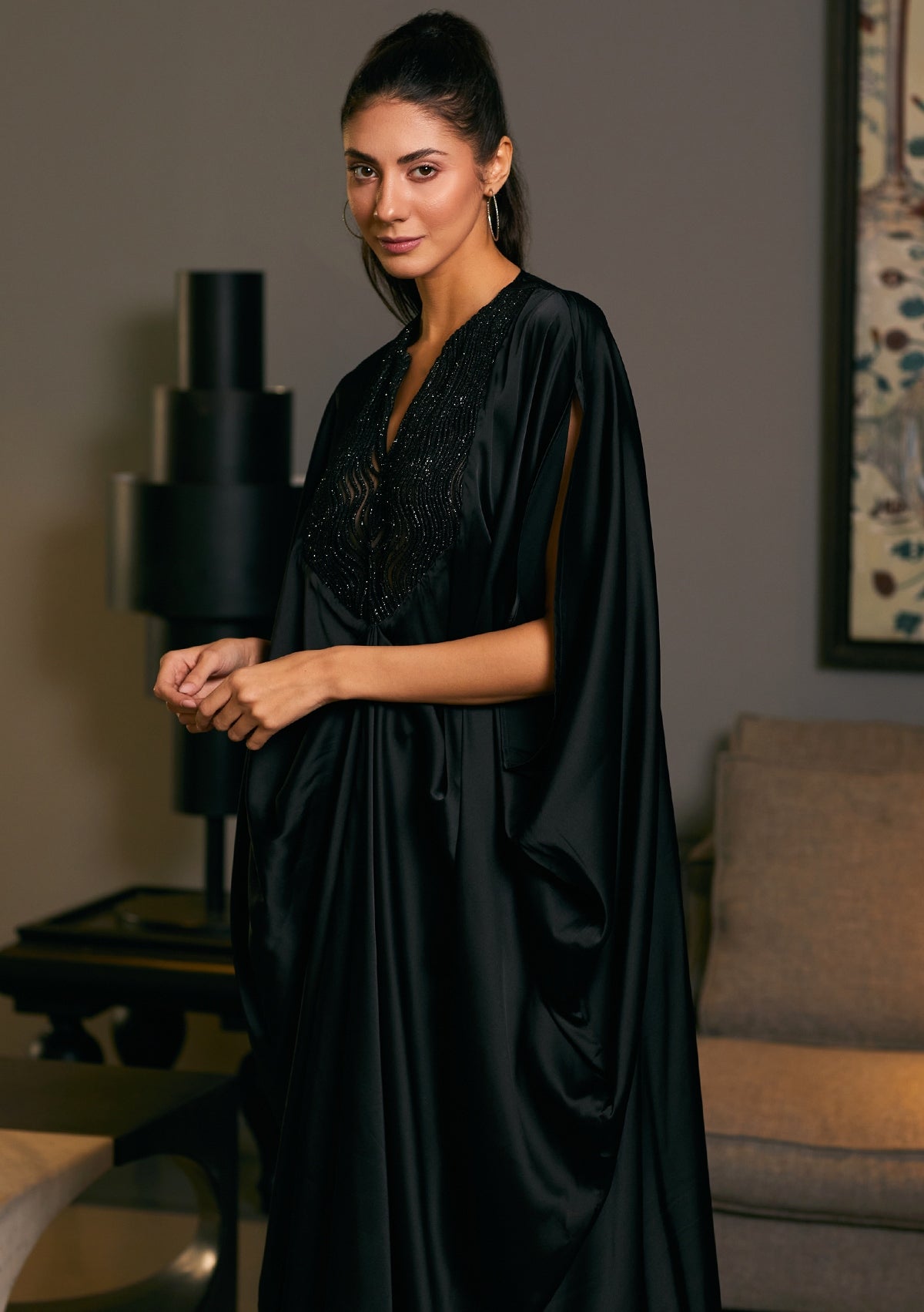 Goe Black Rope Kaftan