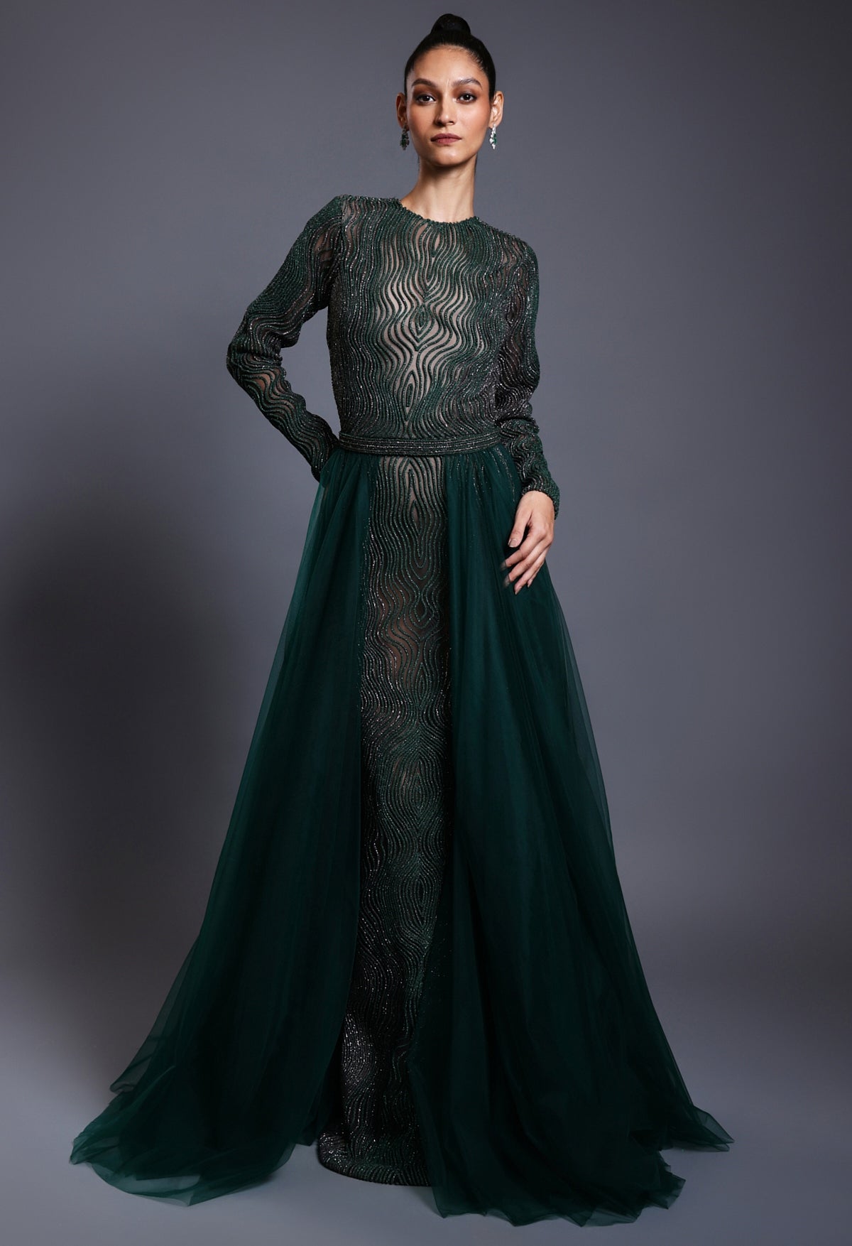 CF Drip Work Emerald Gown