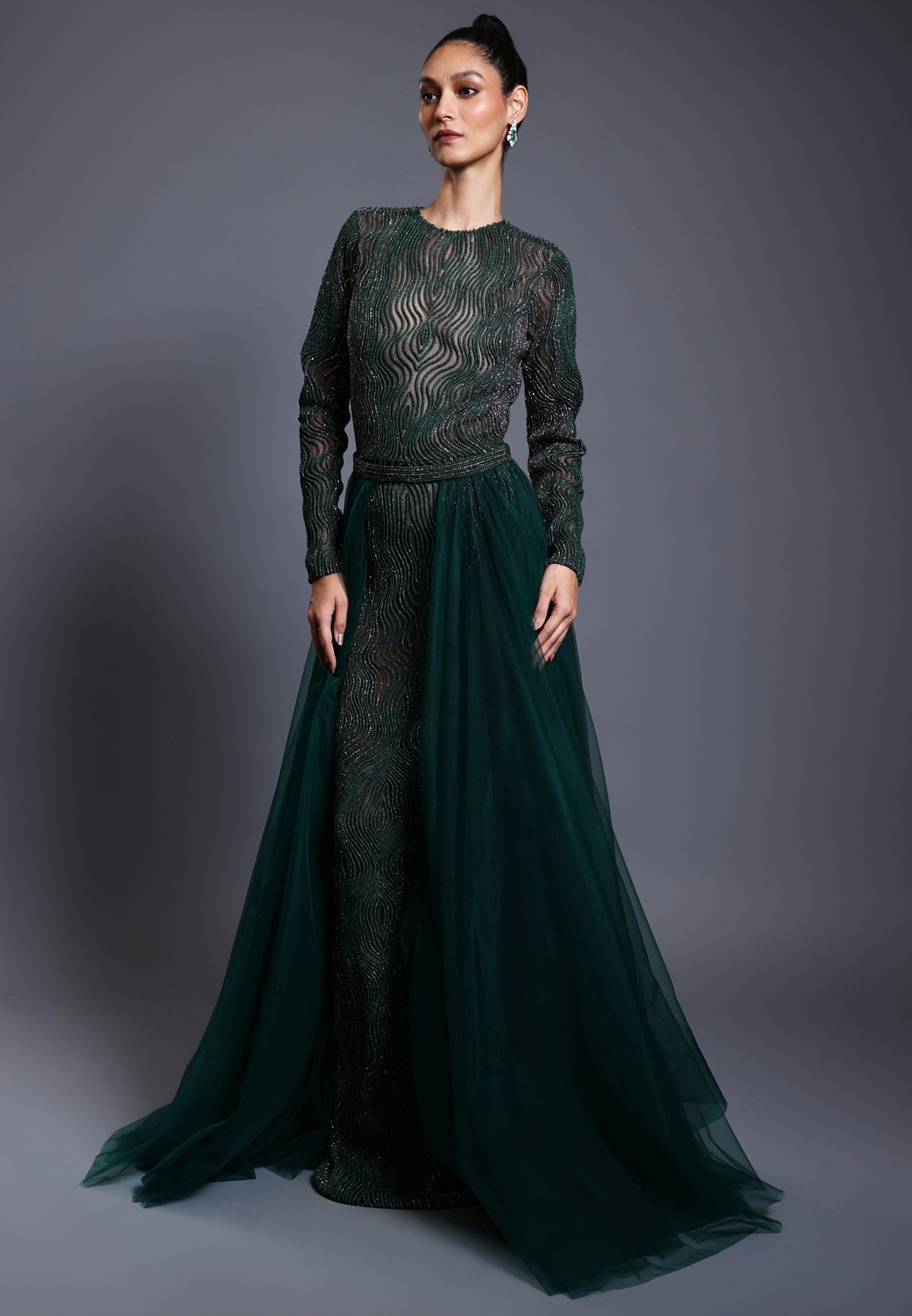 CF Drip Work Emerald Gown