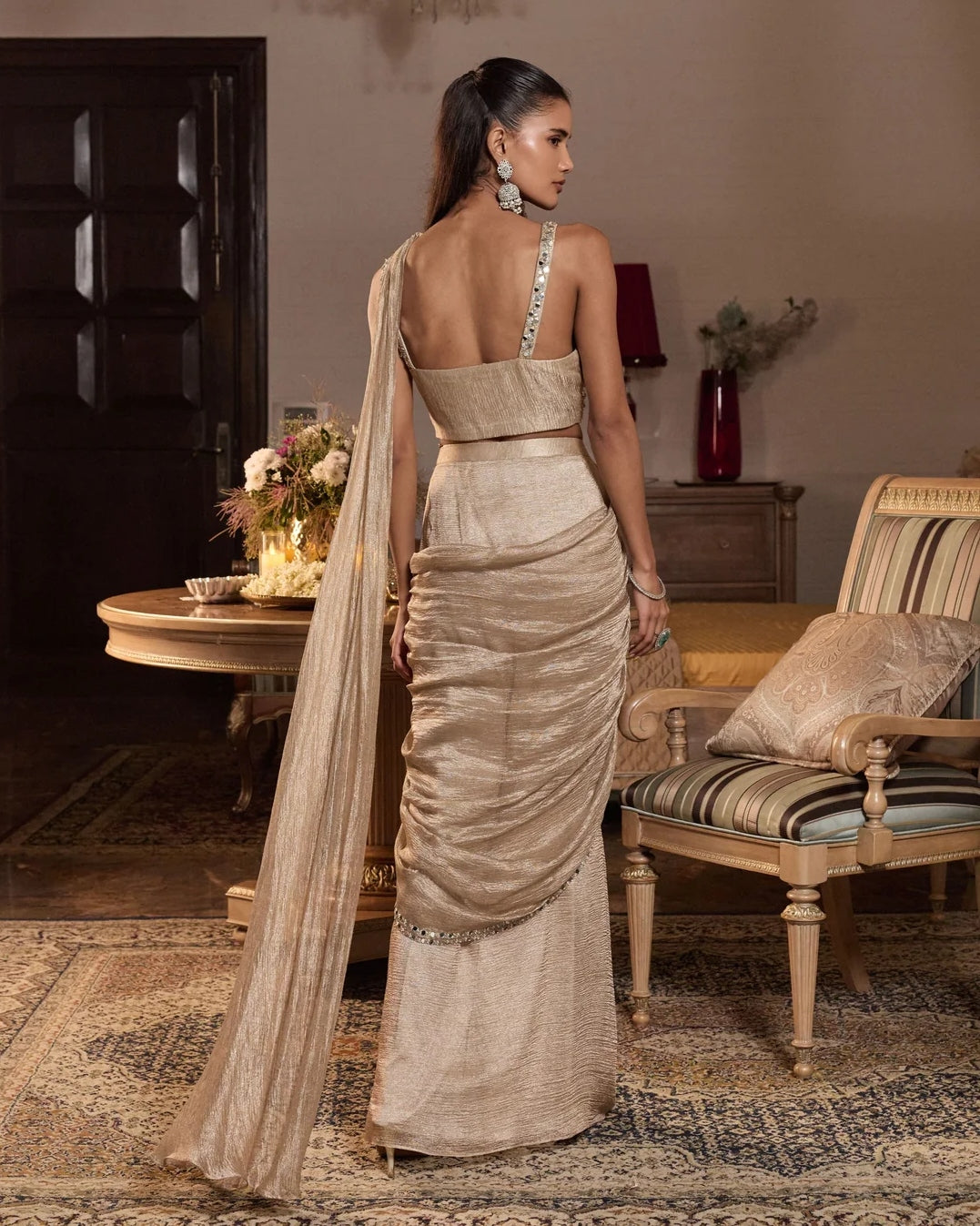 Shagun Pre-Draped Sari Set