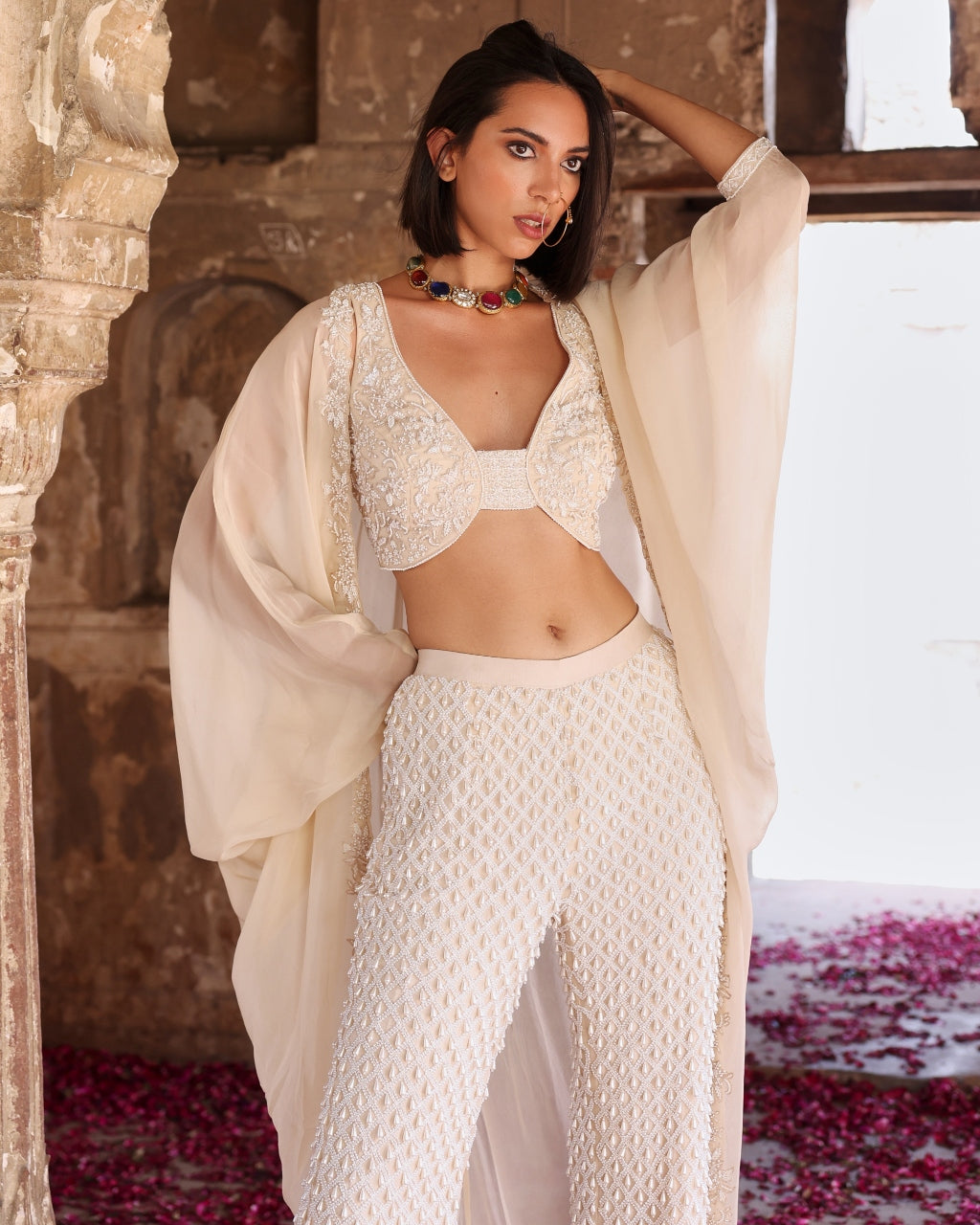 Niveda Embellished Cape Set