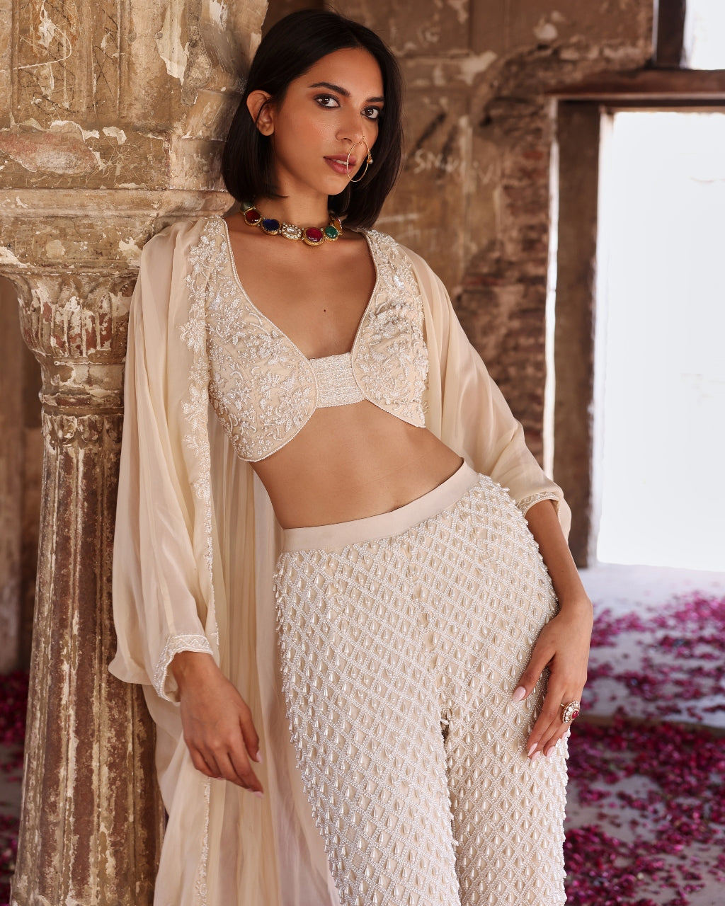 Niveda Embellished Cape Set