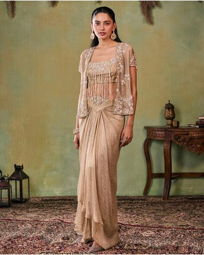 Flora Choli Jacket Skirt Set