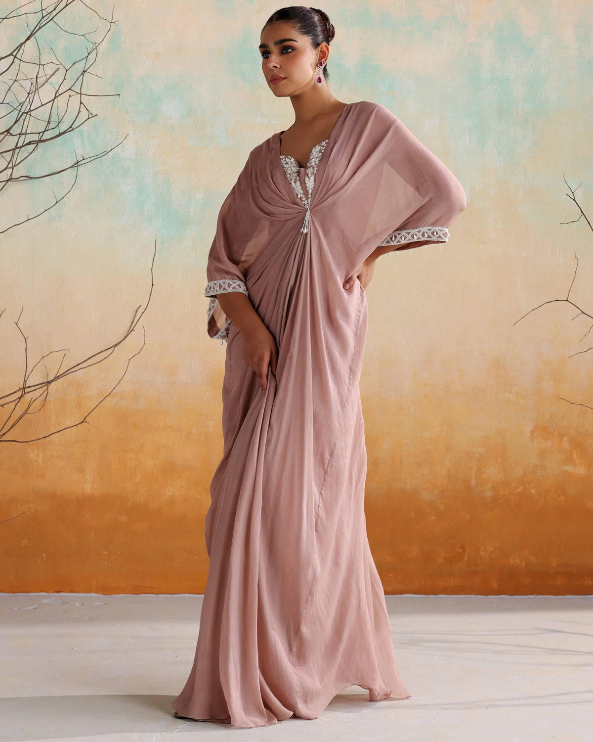 Duty Pink Draped Kaftan