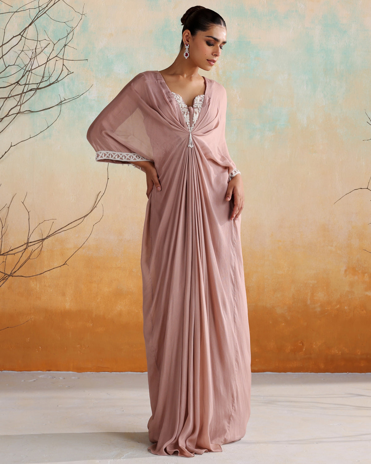 Duty Pink Draped Kaftan