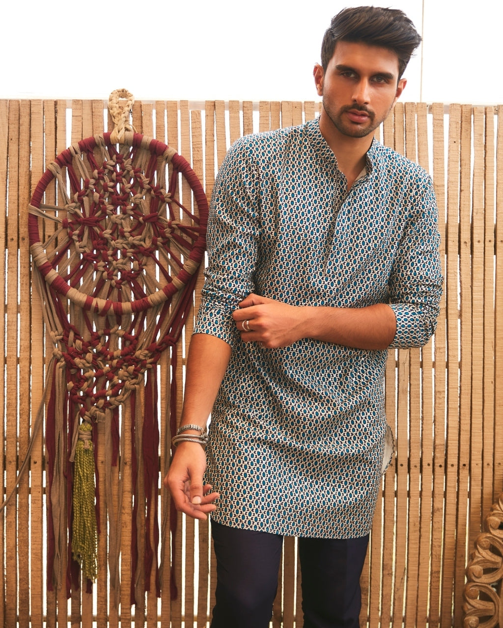 Blue Geo Print Kurta Set