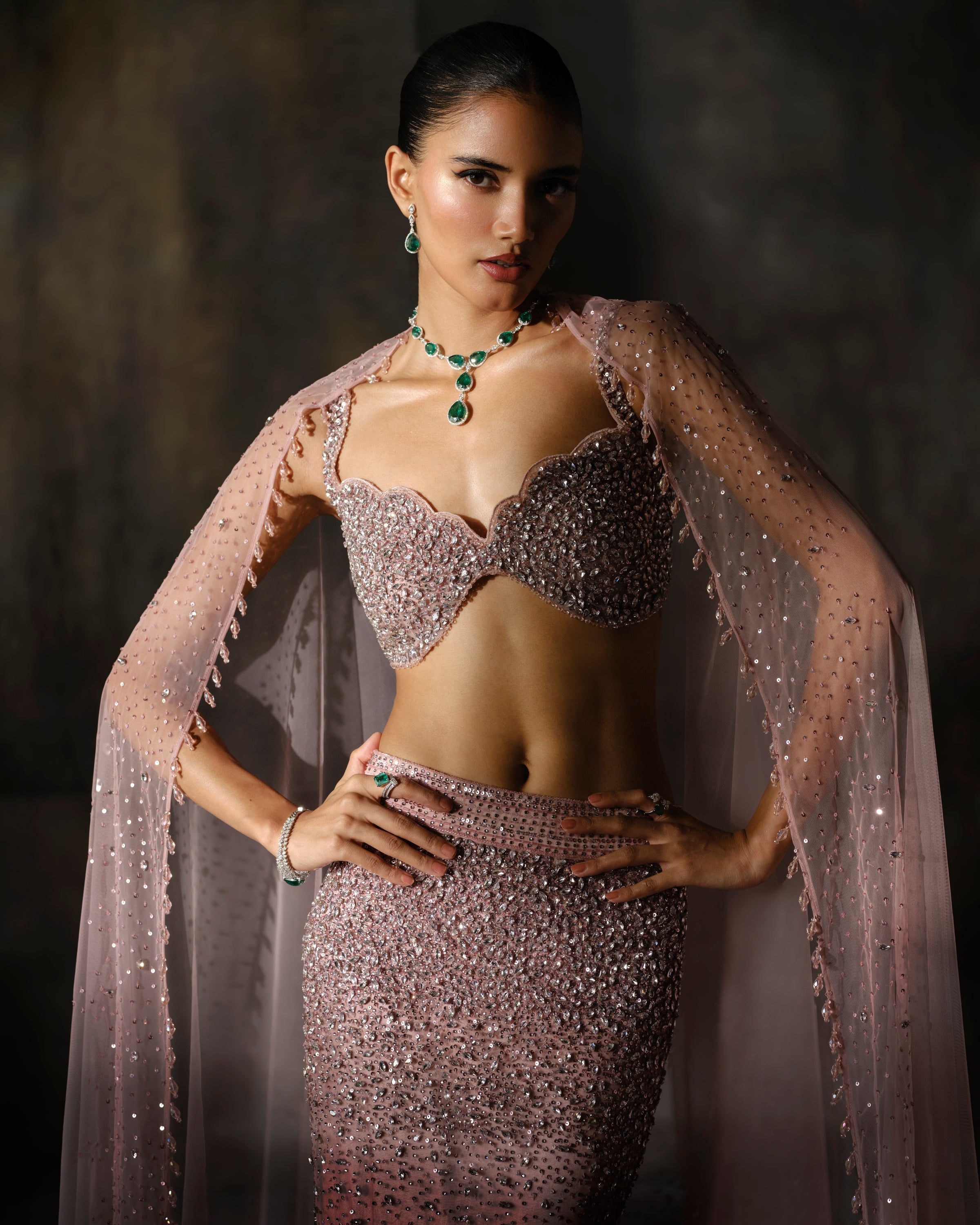 Rose Pink Fish Cut Lehenga